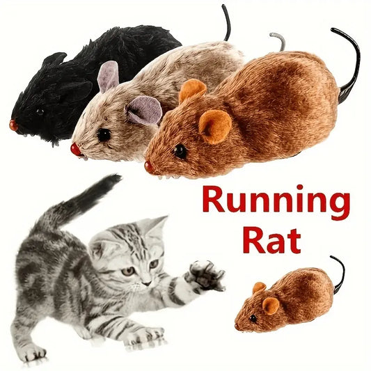 1pc Durable Plastic Running Rat Toy for Cats and Dogs
